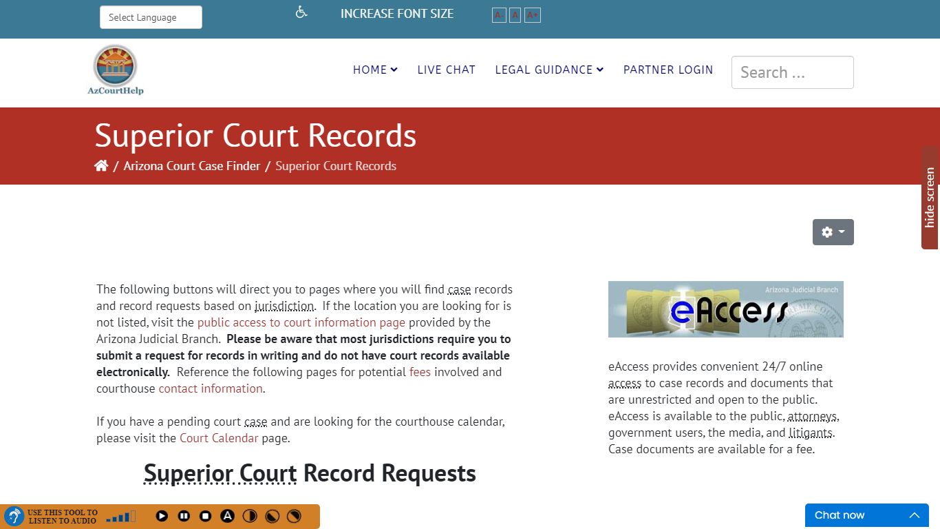 Superior Court Records - AzCourtHelp